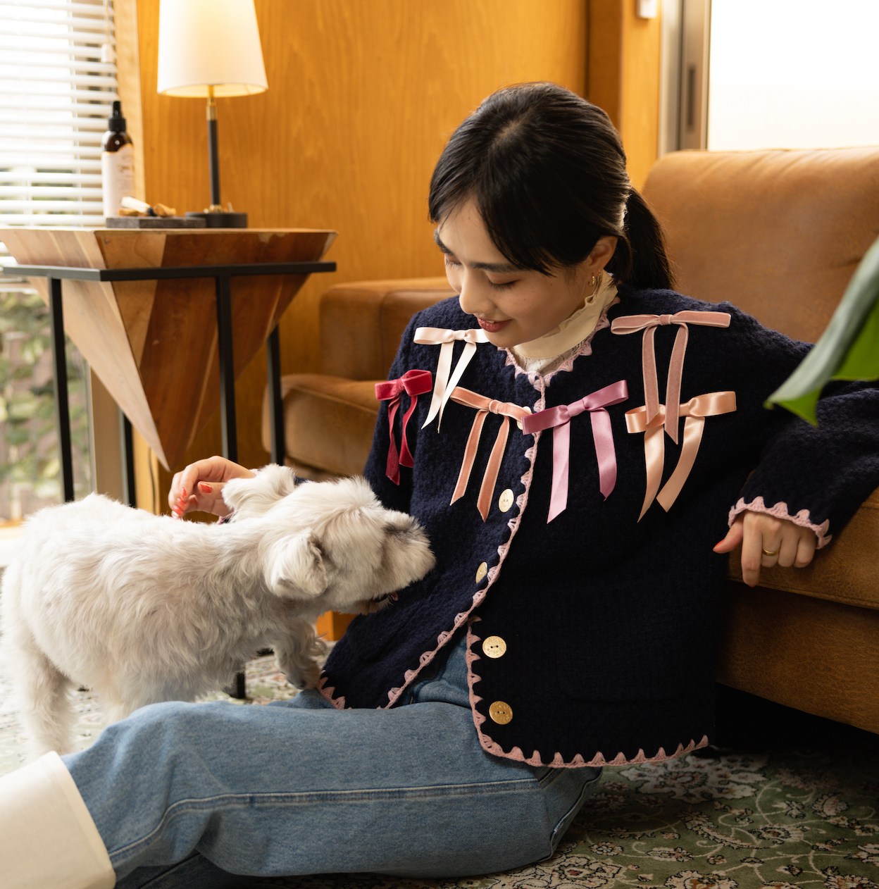 ネイビー リボンカーディガン / Navy Ribbon Cardigan