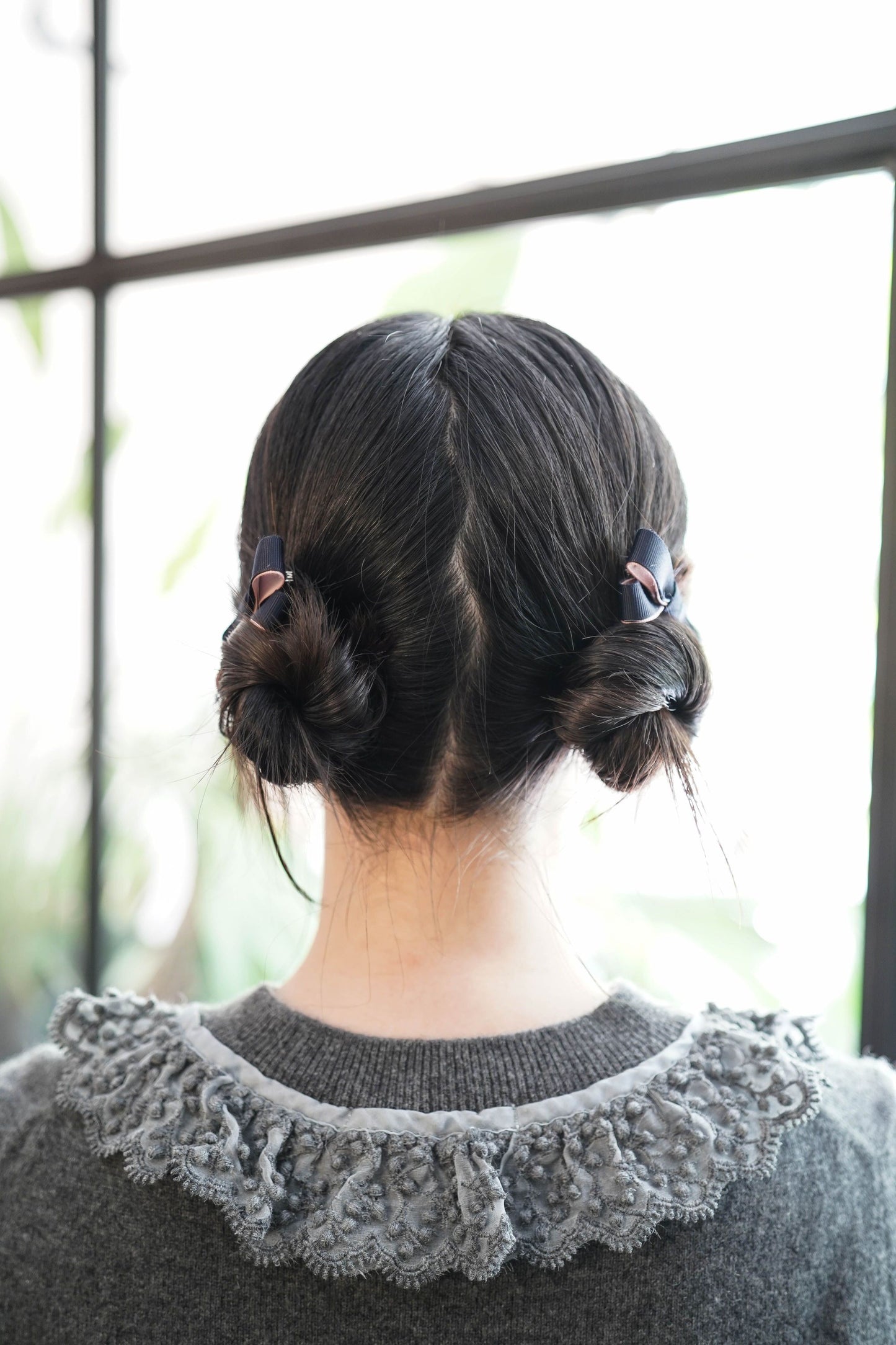 ネイビー ヘアクリップセット / Navy Ribbon Hair Clip Set