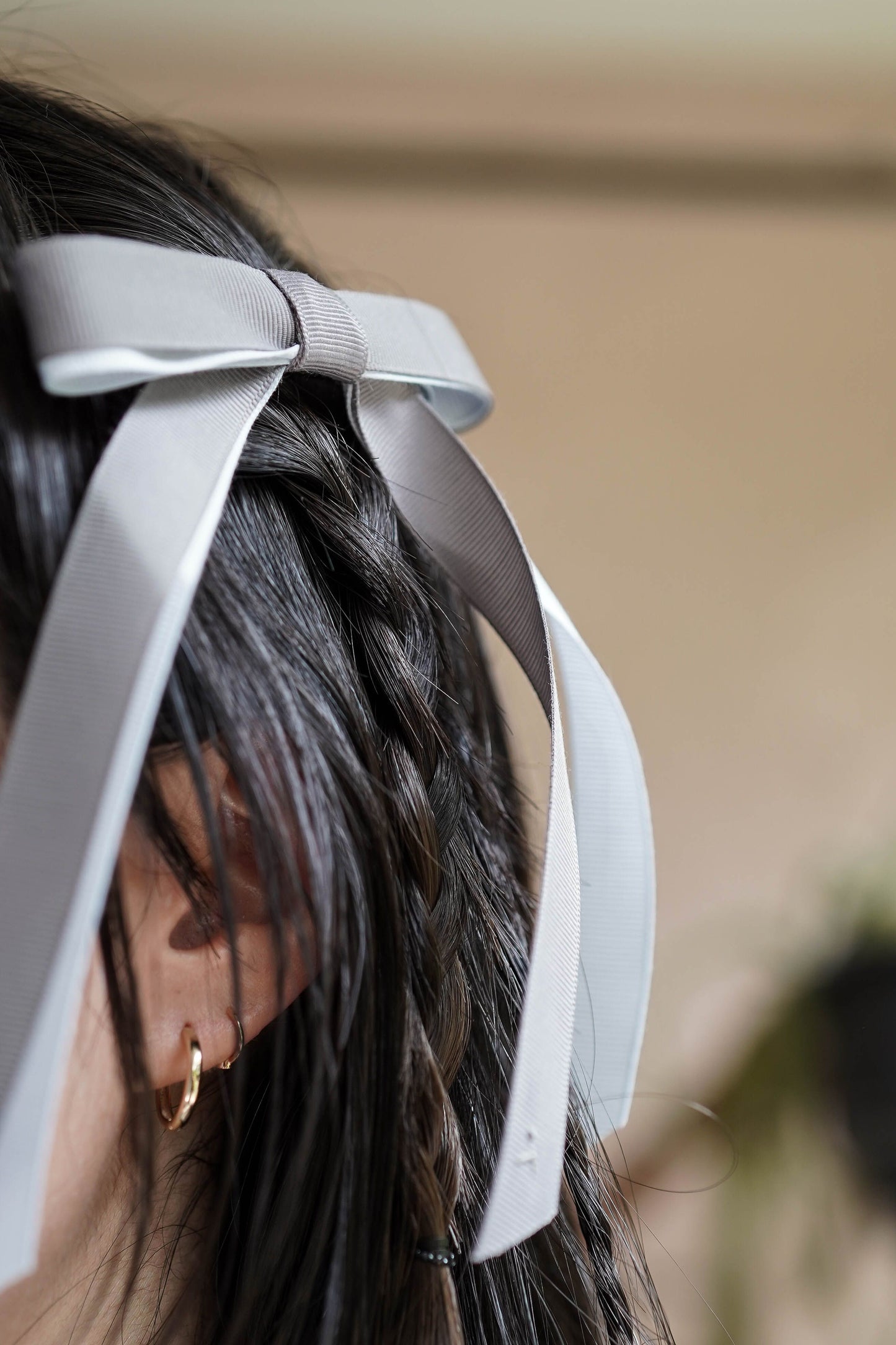 グレーバレッタ / Gray Ribbon Barrette