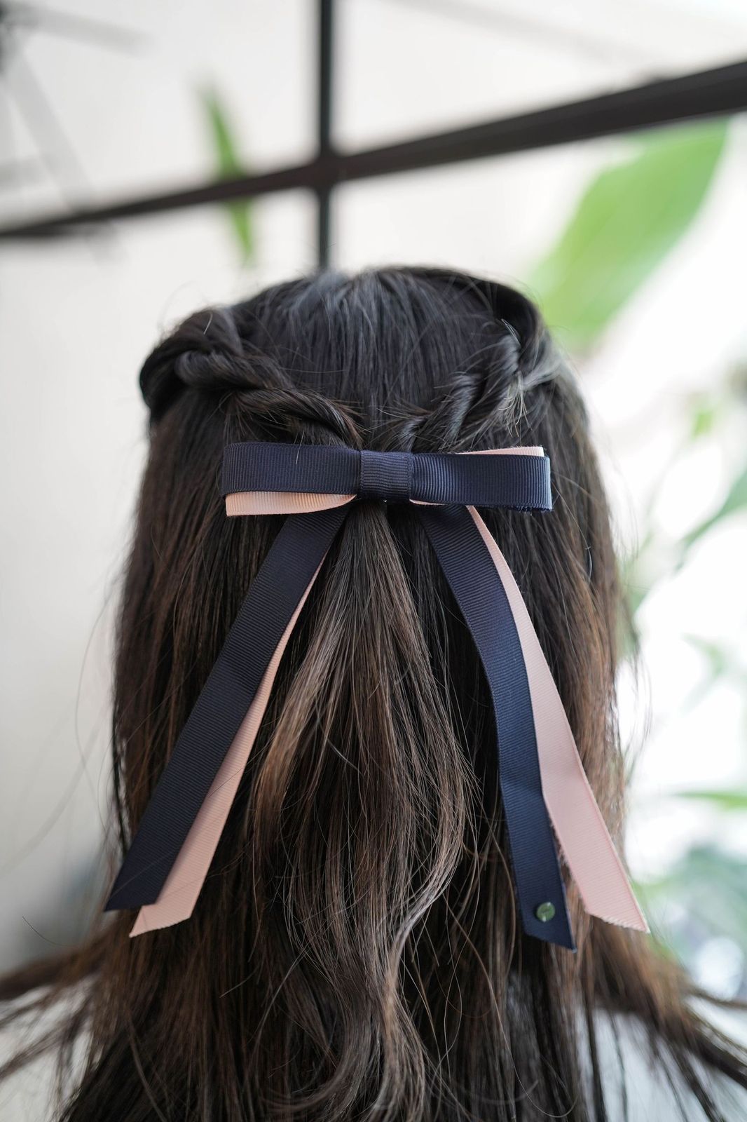 ネイビーバレッタ / Navy Ribbon Barrette