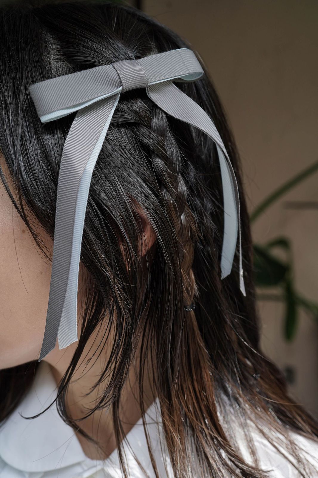 グレーバレッタ / Gray Ribbon Barrette