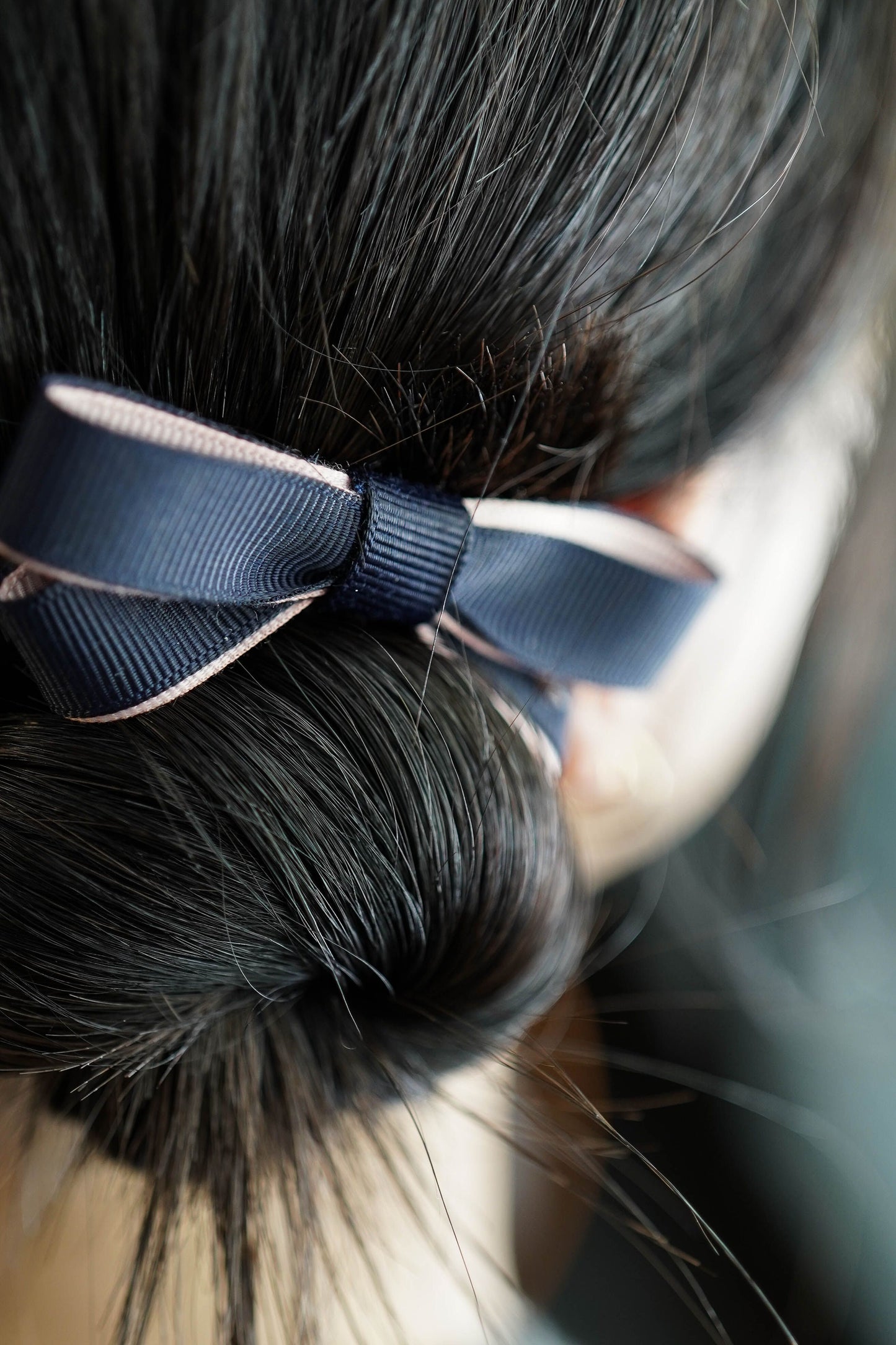 ネイビー ヘアクリップセット / Navy Ribbon Hair Clip Set