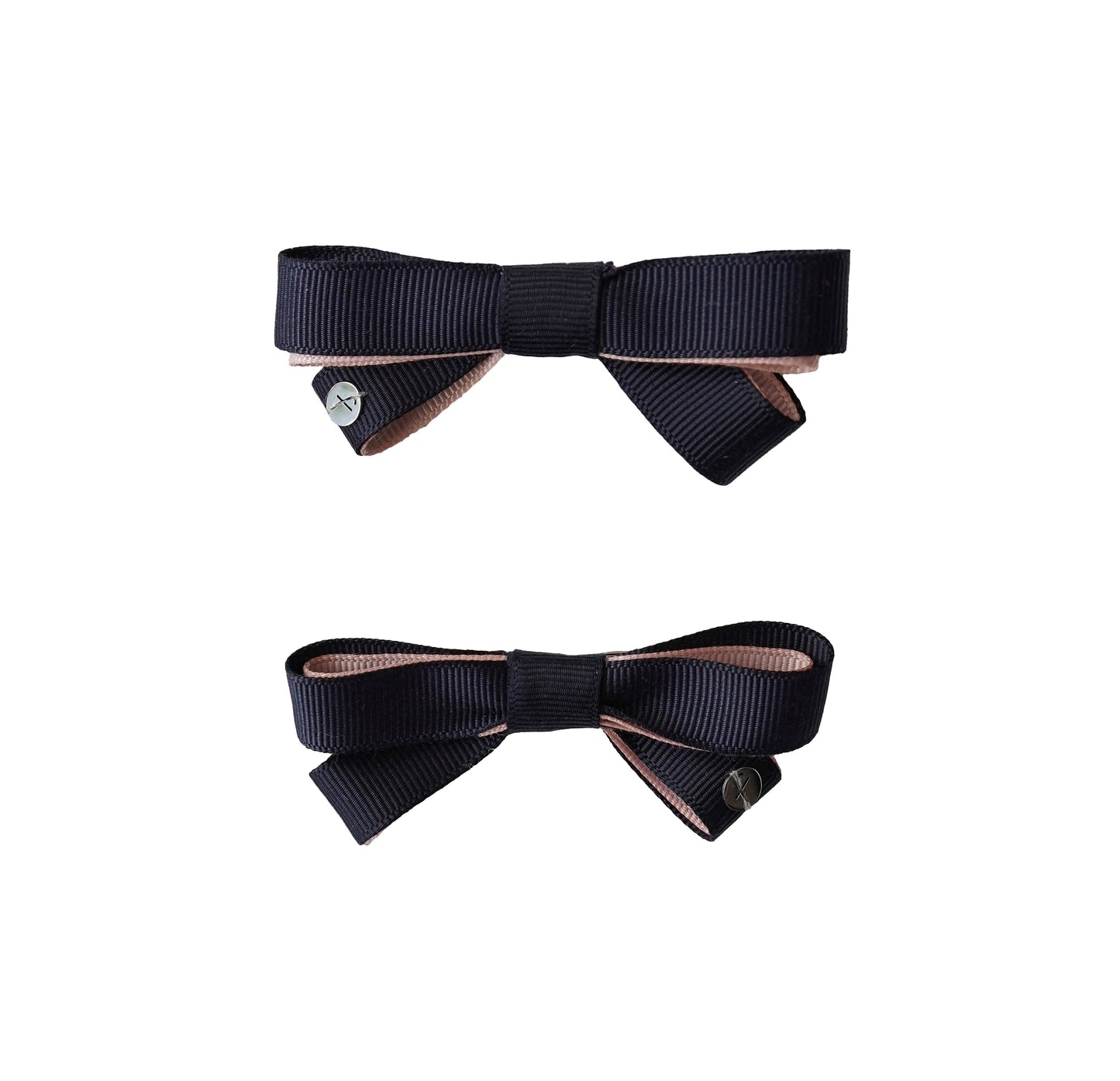 ネイビー ヘアクリップセット / Navy Ribbon Hair Clip Set