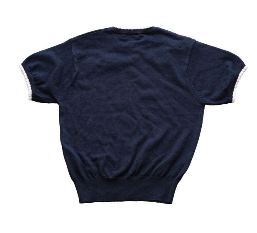 ネイビー ハーフスリーブセーター / Navy Half Sleeve Ribbon Jumper