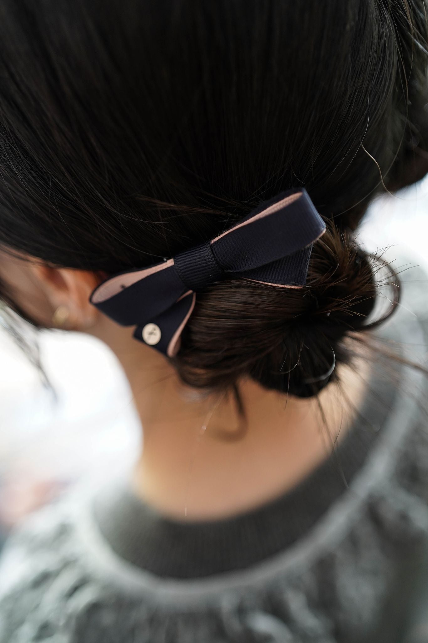 ネイビー ヘアクリップセット / Navy Ribbon Hair Clip Set