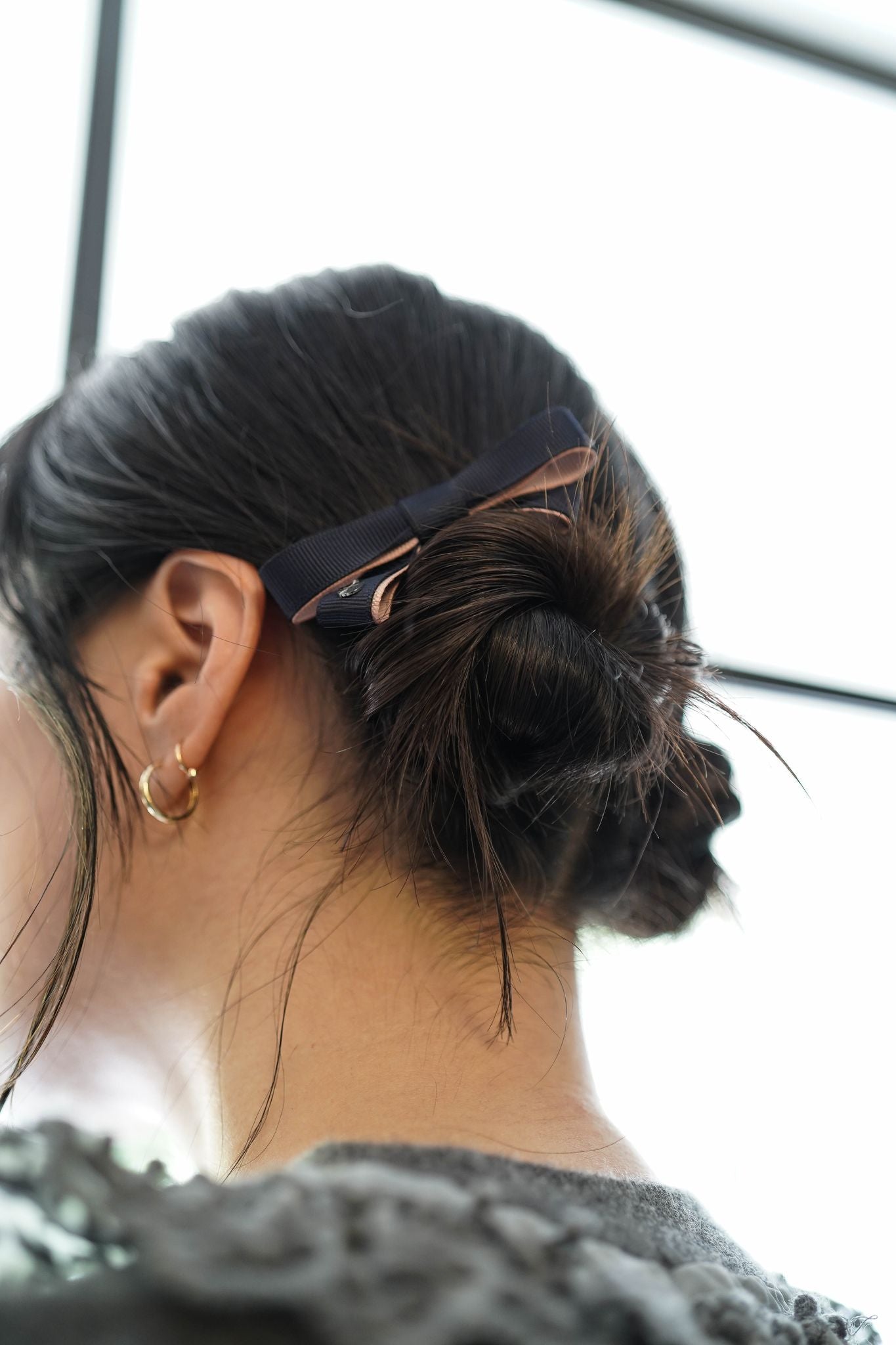 ネイビー ヘアクリップセット / Navy Ribbon Hair Clip Set
